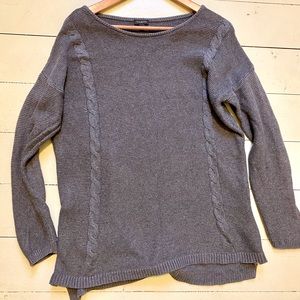 Talbots L Gray Cable Knit Sweater